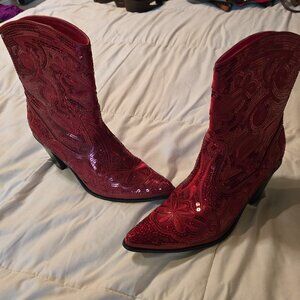 Glitter ankle cowboy boots
